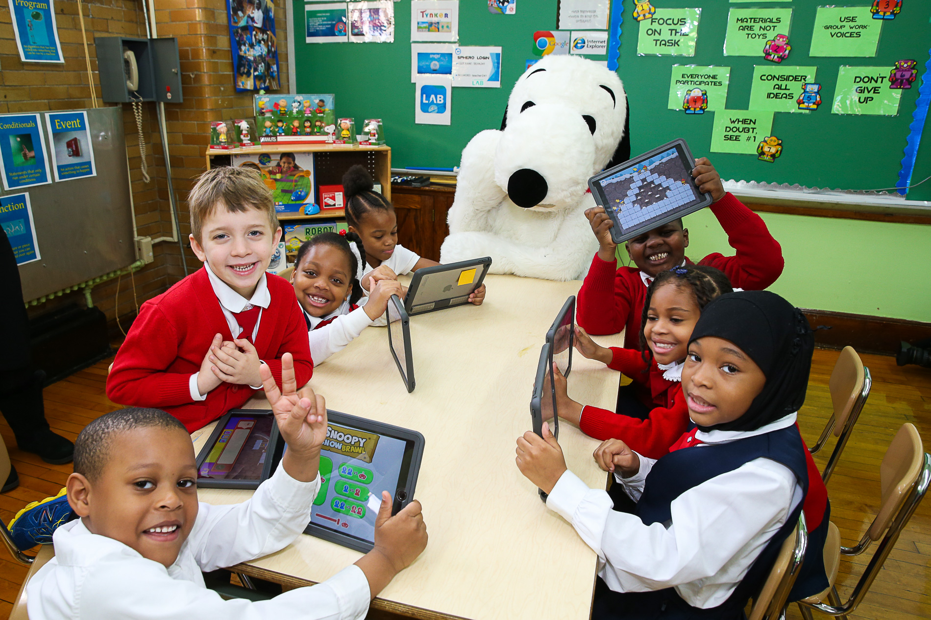Snoopy Kicks off Hour of Code @ PS 241 in Brooklyn